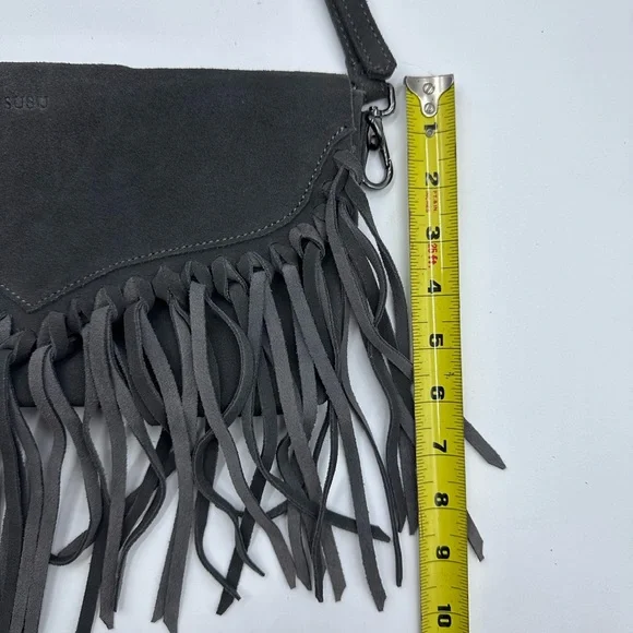 Susu crossbody suede leather fringe grey purse NWT - Picture 6 of 9
